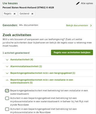 bekijk regels over die activiteit