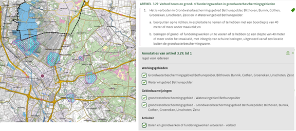 Combinatie van activiteit met gebiedsaanwijzingen