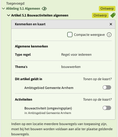 Ook in Plekinfo zijn voorbeeld wijzigingen locaties en annotaties in renvooi gemarkeerd.