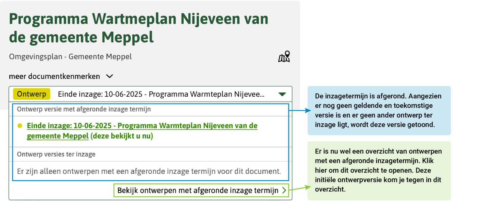 De inzagetermijn is afgerond. Aangezien er nog geen geldende en toekomstige versie is en er geen ander ontwerp ter inzage ligt, wordt deze versie getoond. Er is nu wel een overzicht van ontwerpen met een afgeronde inzagetermijn. Klik hier om dit overzicht te openen. Deze initiële ontwerpversie kom je tegen in dit overzicht.