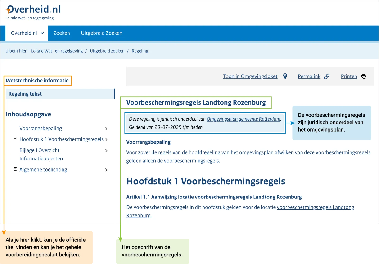 regeling voorbeschermingsregels overheid.nl