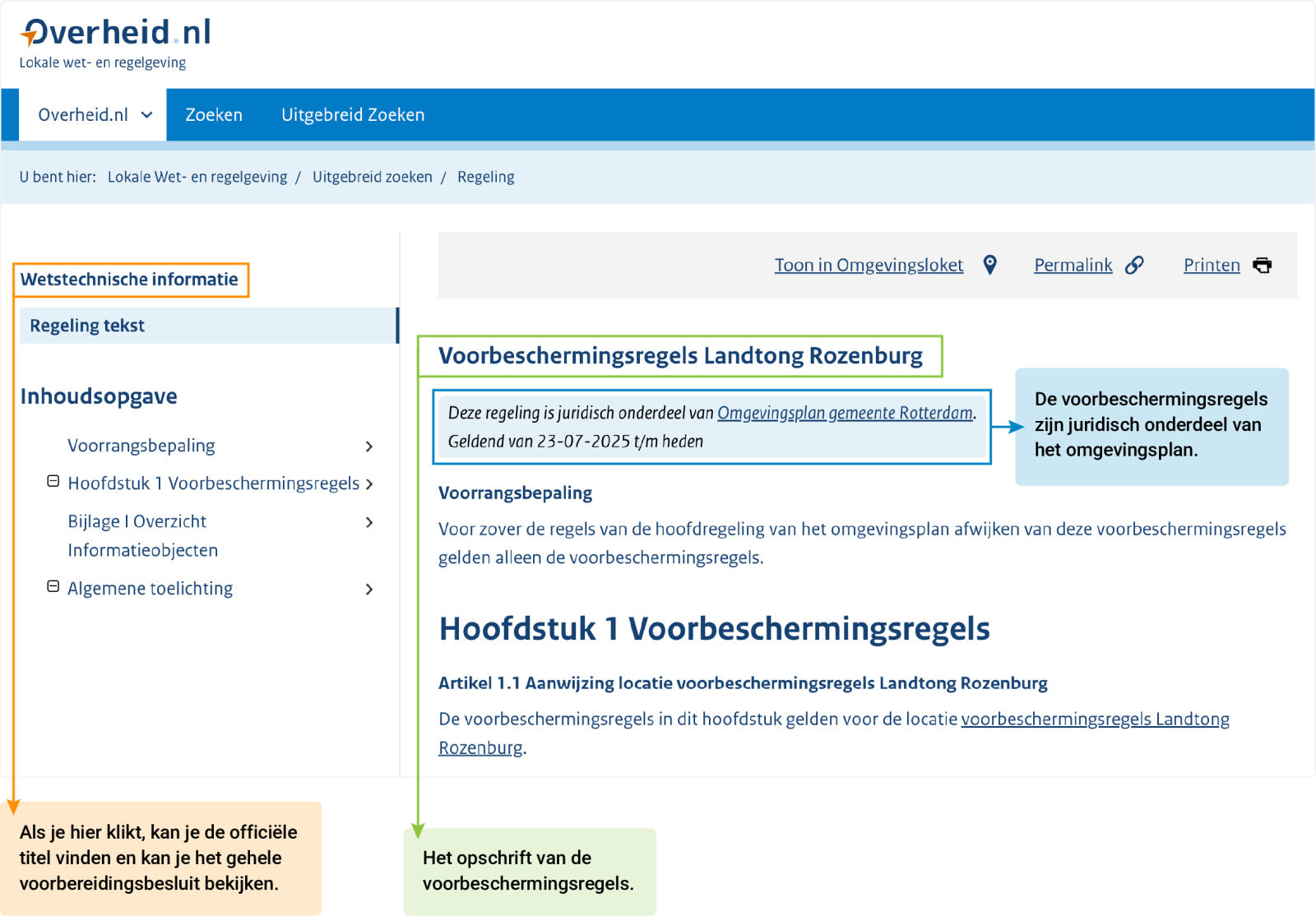 regeling voorbeschermingsregels overheid.nl