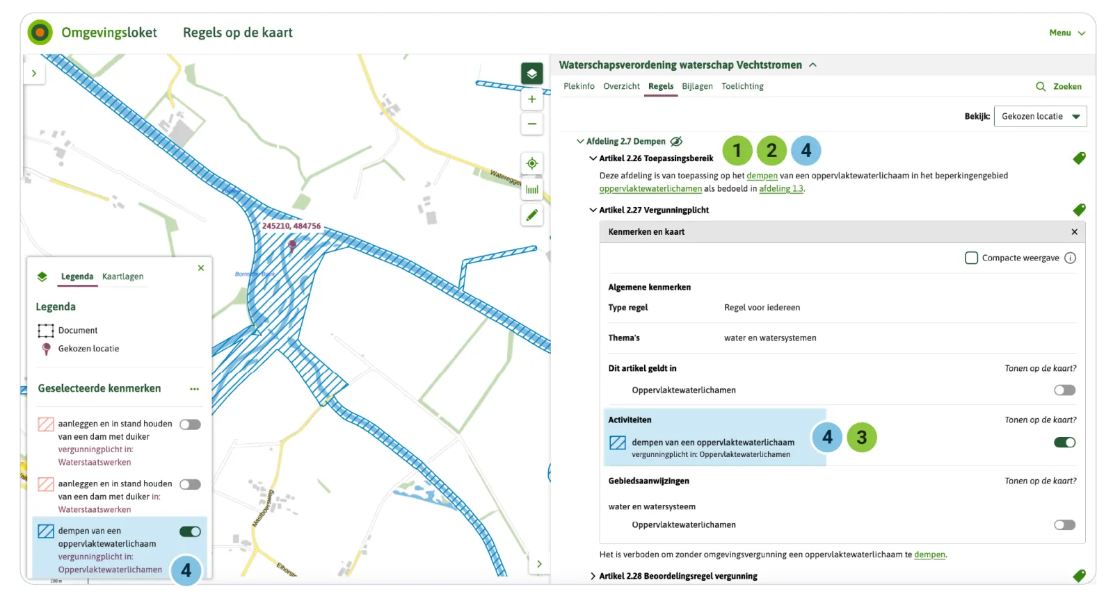 Om de verbinding tussen tekst, legenda en PlekInfo te waarborgen, moet de locatie die aan een Activiteit wordt meegegeven hetzelfde heten in de tekst als in de ActiviteitLocatieaanduiding .