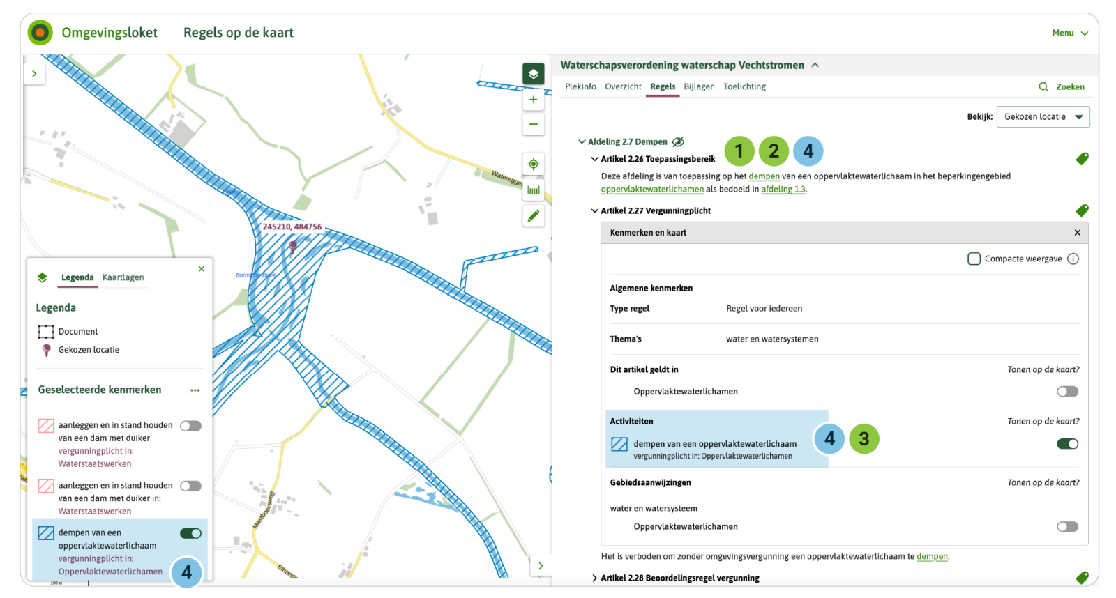 Om de verbinding tussen tekst, legenda en PlekInfo te waarborgen, moet de locatie die aan een Activiteit wordt meegegeven hetzelfde heten in de tekst als in de ActiviteitLocatieaanduiding .