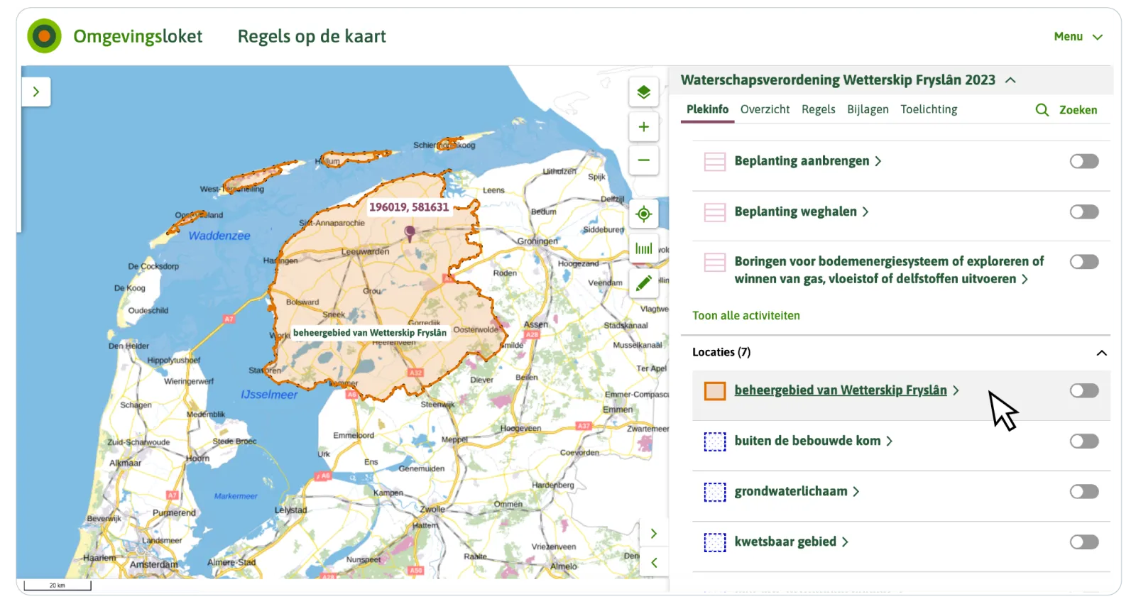 Het beheergebied is door het waterschap vastgesteld als GIO en is zichtbaar in Regels op de kaart. Dit gebied is anders dan het ambtsgebied.