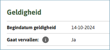 Voorbeeld uit de stelselcatalogus van dat een waarde gaat vervallen.