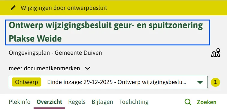 Citeertitel van een ontwerpbesluit in regels op de kaart