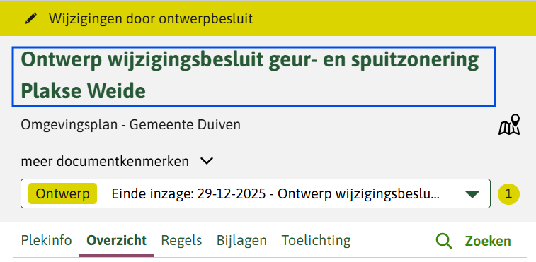 Citeertitel van een ontwerpbesluit in regels op de kaart