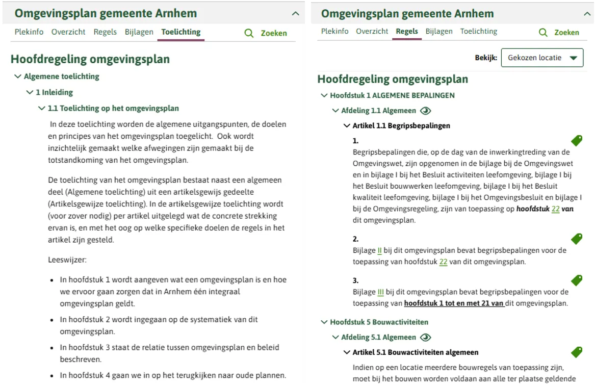 De toelichting van een omgevingsplan wordt opgesteld met een vrijetekststructuur