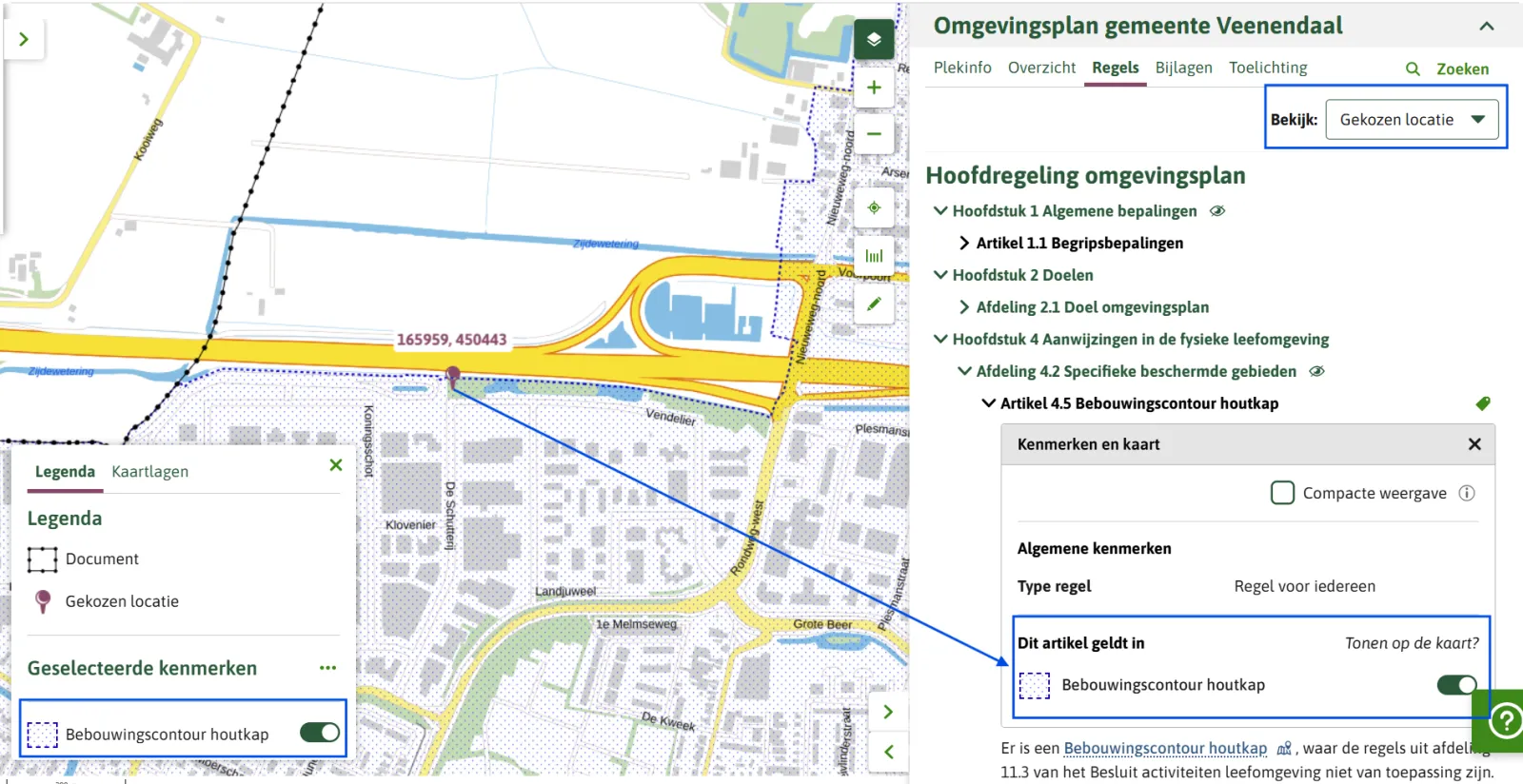Het effect van het werkingsgebied in Regels op de kaart