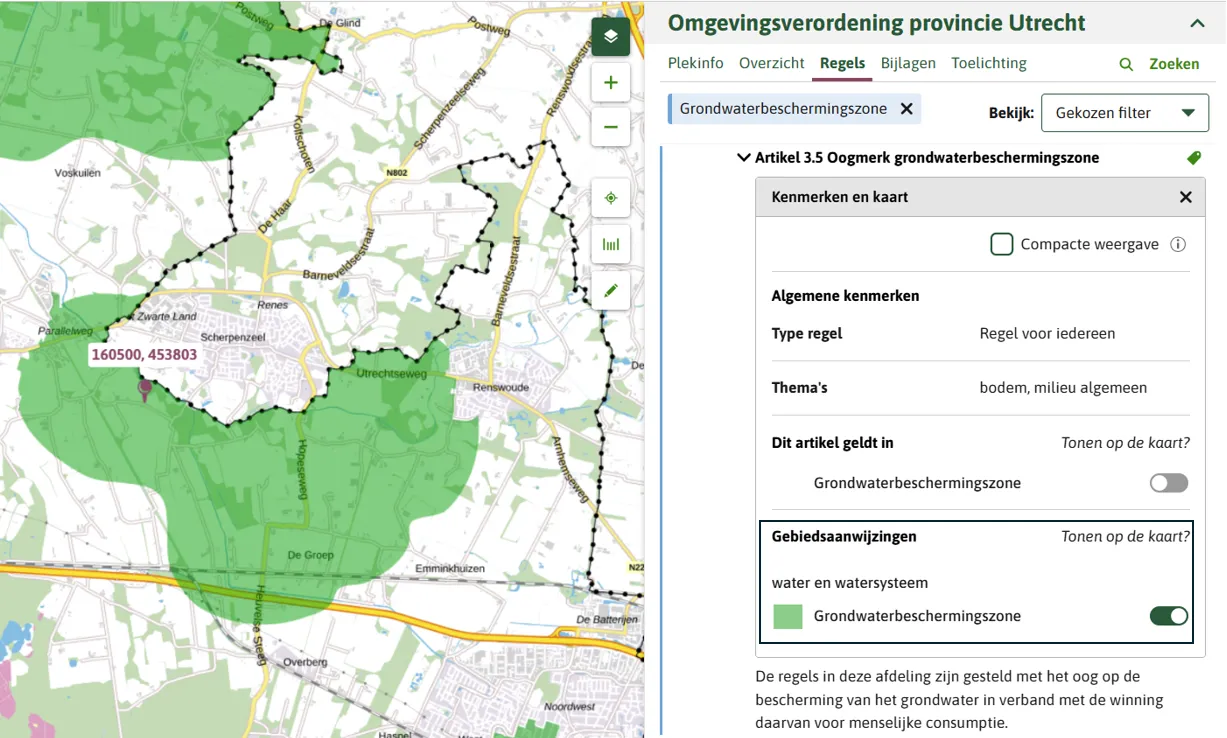 Het gebied van de gebiedsaanwijzing is gelijk aan het werkingsgebied