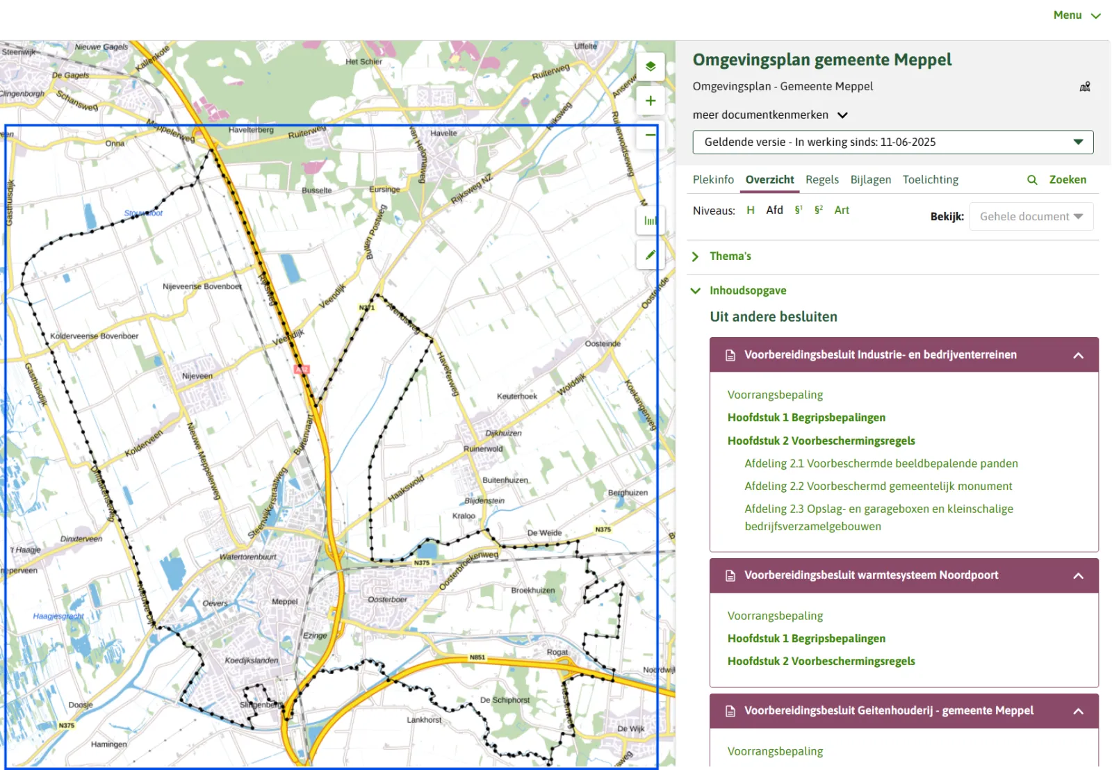 Regelingsgebied in regels op de kaart