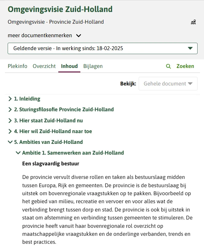 Voorbeeld van de vrijetekststructuur in Regels op de kaart